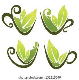 green tea, vector collection of forms, symbols and images
