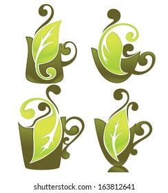 green tea,  vector collection of forms, symbols and images