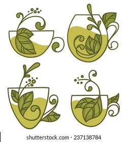 green tea, vector collection of forms, symbols and images