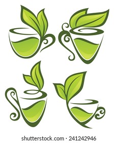 green tea, vector collection of forms, symbols and images
