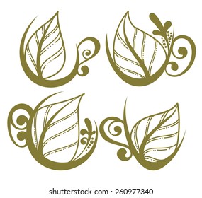 green tea, vector collection of forms, symbols and images