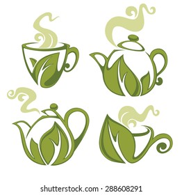 green tea, vector collection of forms, symbols and images