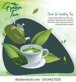 Green tea vector concept 12. Green tea graphic design vector. Green tea vector. Ayurvedic green tea.