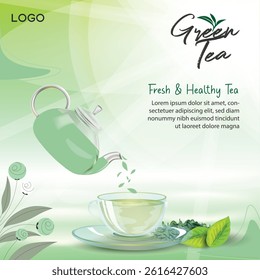 Green tea vector concept 14. Green tea graphic design vector. Green tea vector. Ayurvedic green tea.