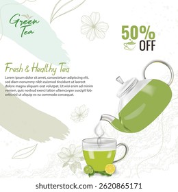 Green tea vector concept 29. Green tea graphic design vector. Green tea vector. Ayurvedic green tea.