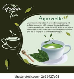 Green tea vector concept 3. Green tea graphic design vector. Green tea vector. Ayurvedic green tea.