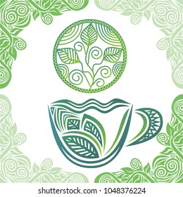 Green tea. Vector illustration