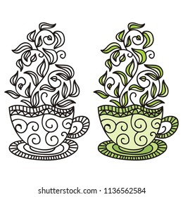 Green tea. Vector illustration