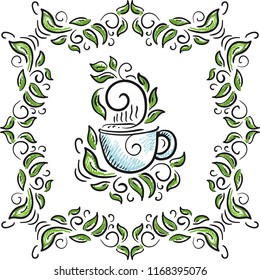 Green tea. Vector illustration