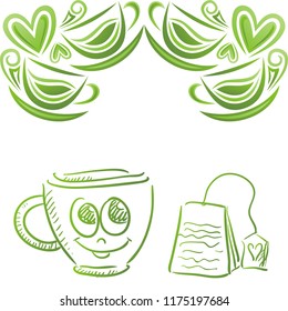 Green tea. Vector illustration