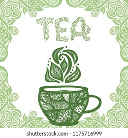 Green tea. Vector illustration