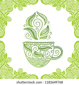 Green tea. Vector illustration