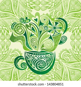 Green tea vector illustration