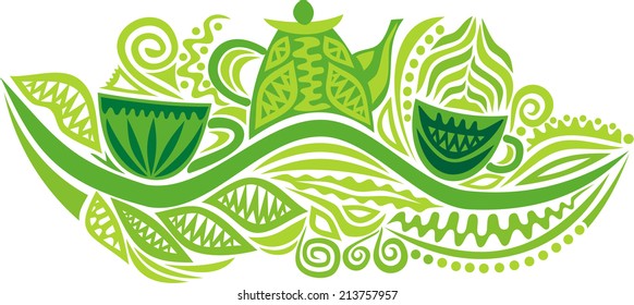 Green tea vector illustration