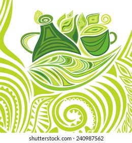 Green tea vector illustration