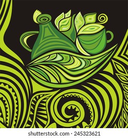 Green tea vector illustration