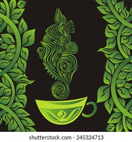 Green tea vector illustration