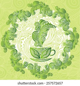 Green tea vector illustration