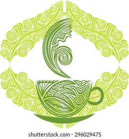Green tea vector illustration