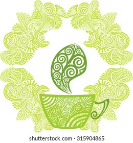 Green tea vector illustration
