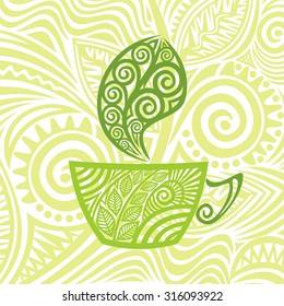 Green tea vector illustration