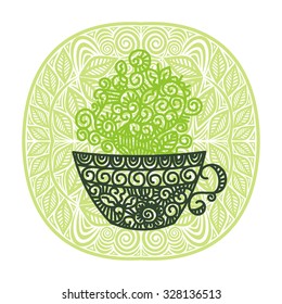 Green tea vector illustration