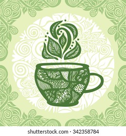 Green tea vector illustration