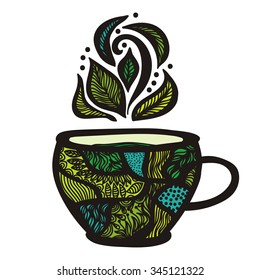 Green tea vector illustration