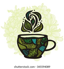 Green tea vector illustration
