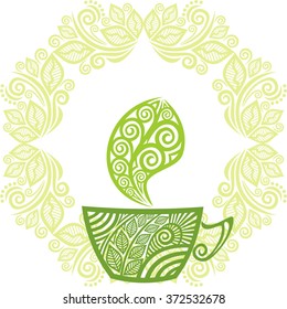 Green tea vector illustration