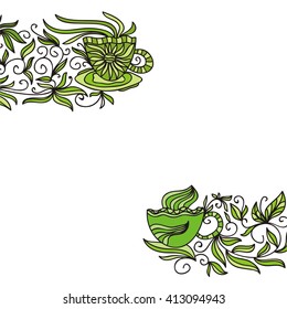 Green tea vector illustration