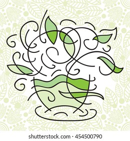 Green tea. Vector illustration.