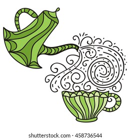 Green tea. Vector illustration.