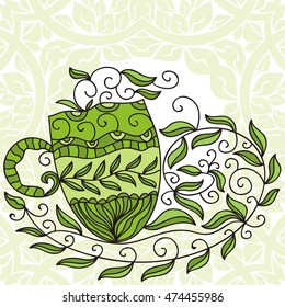 Green tea. Vector illustration.