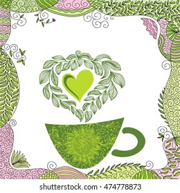 Green tea. Vector illustration.