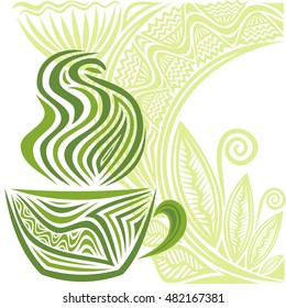 Green tea. Vector illustration.