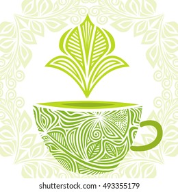 Green tea. Vector illustration.