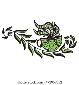 Green tea. Vector illustration.