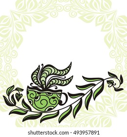 Green tea. Vector illustration.