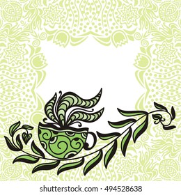 Green tea. Vector illustration.