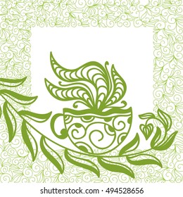 Green tea. Vector illustration.