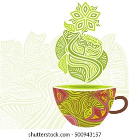 Green tea. Vector illustration.