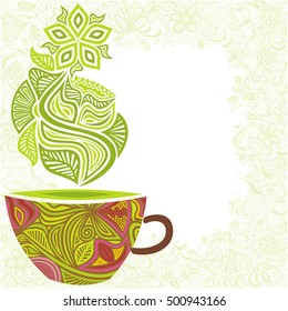 Green tea. Vector illustration.