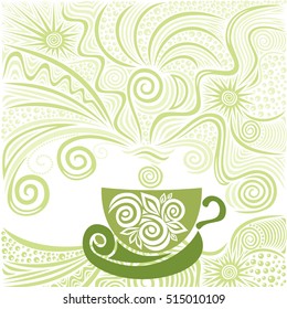 Green tea. Vector illustration.
