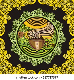Green tea. Vector illustration.