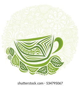Green tea. Vector illustration.