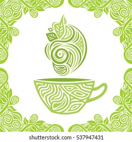 Green tea. Vector illustration.
