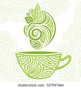 Green tea. Vector illustration.