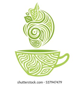 Green tea. Vector illustration.