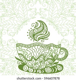 Green tea. Vector illustration.